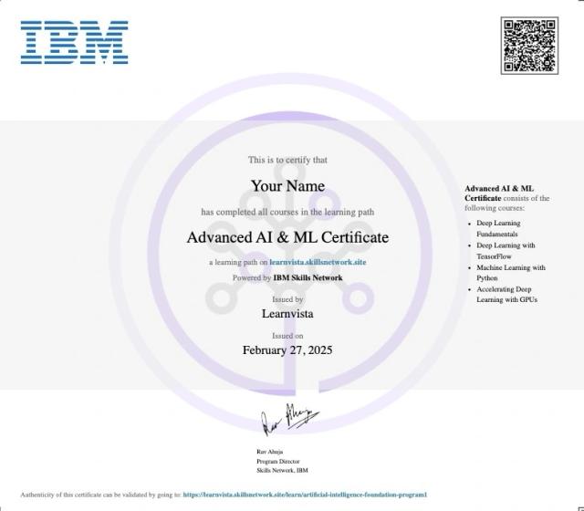 Course Completion Certificate from IBM