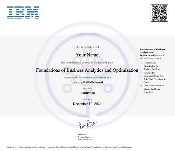 Course Completion Certificate from IBM