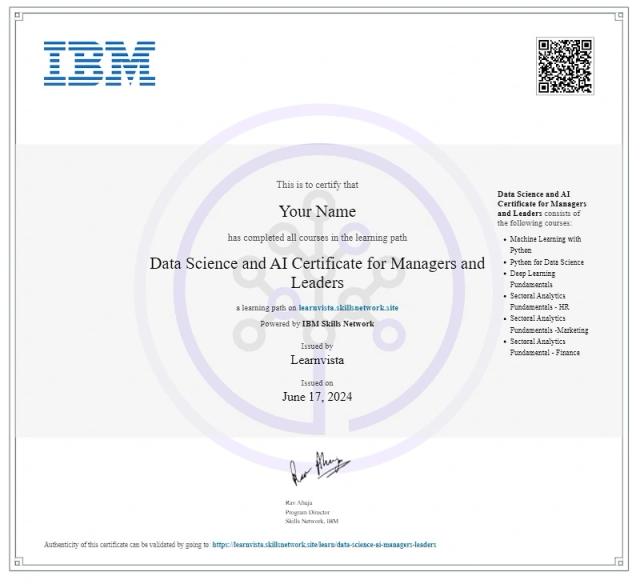 Course Completion Certificate from IBM