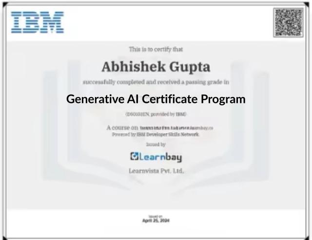 Certification from IBM in Generative AI